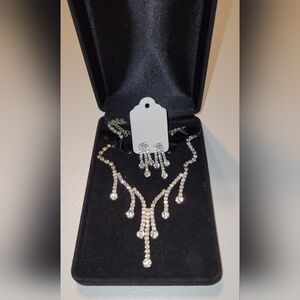 Vintage Wedding Jewelry Set Choker Necklace and Drop Earrings